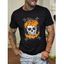 T-shirt Décontracté D'Halloween à Imprimé Citrouille et Crâne en Coton à Col Rond - Noir XXL