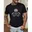 T-shirt Décontracté D'Halloween à Imprimé Crâne à Col Rond en Coton - Noir XXL