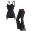 Ruched Grommet Lace Up Casual Tank Top and Skull Lace Panel Gothic Flare Pants Outfit - multicolor S