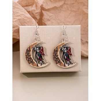 

Dancing Cartoon Moon Shape Halloween Drop Earrings, Multicolor