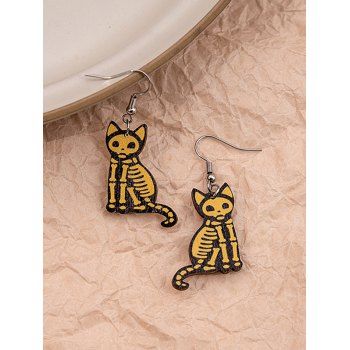 

Halloween Cat Skeleton Shape Hook Drop Earrings, Multicolor