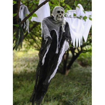 

Hanging Outdoor Halloween Decoration Skull Head And Gauze, Multicolor a