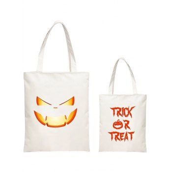 

Funny Pumpkin et Letter Print Halloween Shopper Bag, White