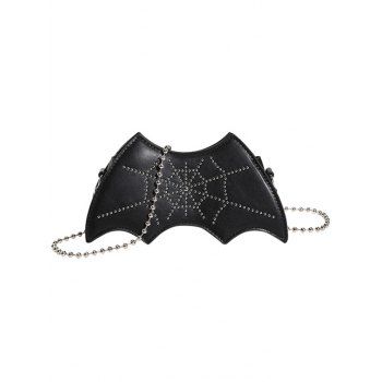 

Funny Bat Shape Spider Web Pattern Chain Halloween Crossbody Bag, Black