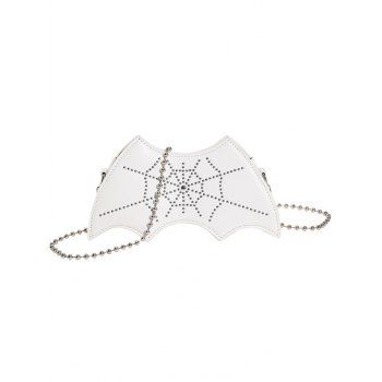 

Funny Bat Shape Spider Web Pattern Chain Halloween Crossbody Bag, White