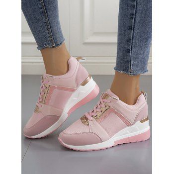 

Breathable Holes Lace Up Casual Sneakers, Pink