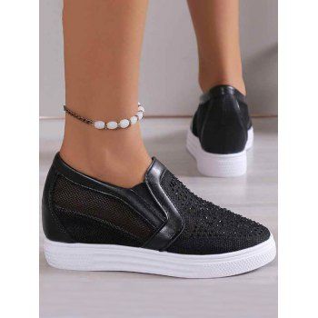 

Breathable Mesh Sequins Decor Internal Heightening Shoes, Black
