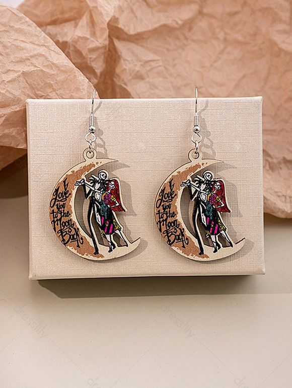 Boucles D'Oreilles Pendantes en Forme de Lune pour Halloween - multicolor 