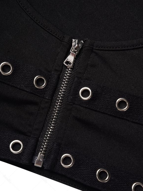 Ensemble Décontracté de Robe Mouchoir Simple Nouée et Débardeur de Corset en Blocs de Couleurs à Œillet - Blanc L