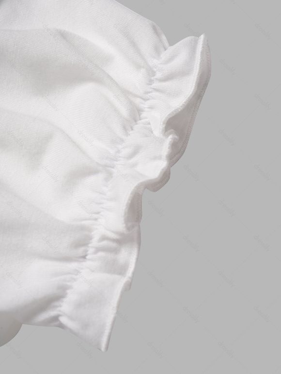 Ensemble Décontracté de Robe Mouchoir Simple Nouée et Débardeur de Corset en Blocs de Couleurs à Œillet - Blanc L