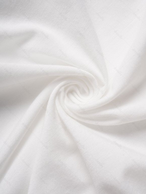 Ensemble Décontracté de Robe Mouchoir Simple Nouée et Débardeur de Corset en Blocs de Couleurs à Œillet - Blanc L