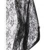 Ruched Halter Tank Top and Sheer Floral Lace Kimono Applique Capri Leggings Outfit - multicolor S