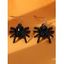 Boucles D'Oreilles D'Halloween Au Crochet Pendantes Araignée Amusante - Noir 