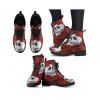 Halloween Skull and Rose Print Lace Up Boots - Rouge foncé EU 37
