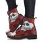 Halloween Skull and Rose Print Lace Up Boots - Rouge foncé EU 37