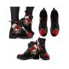 Halloween Skull and Rose Print Lace Up Outdoor Boots - Noir EU 43