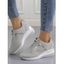 Breathable Holes Lace Up Casual Sneakers - Blanc EU 42