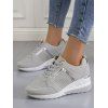 Breathable Holes Lace Up Casual Sneakers - Gris EU 38