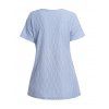 T-shirt Décontracté Texturé Simple en Couleur Unie Ourlet Asymétrique à Manches Courtes - Bleu clair M