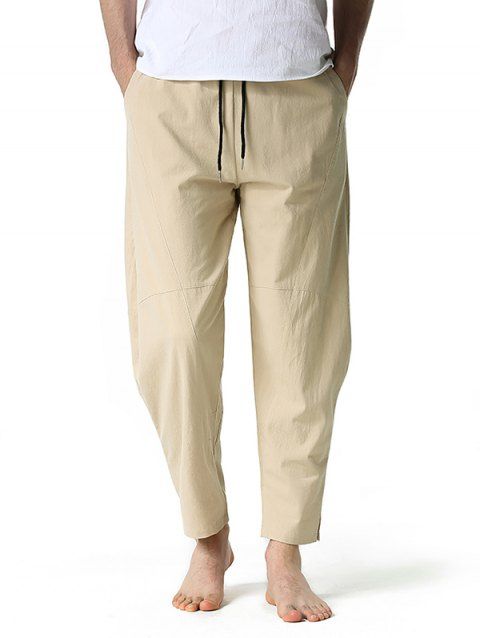 Pantalon Décontracté Simple en Coton avec Poche à Cordon