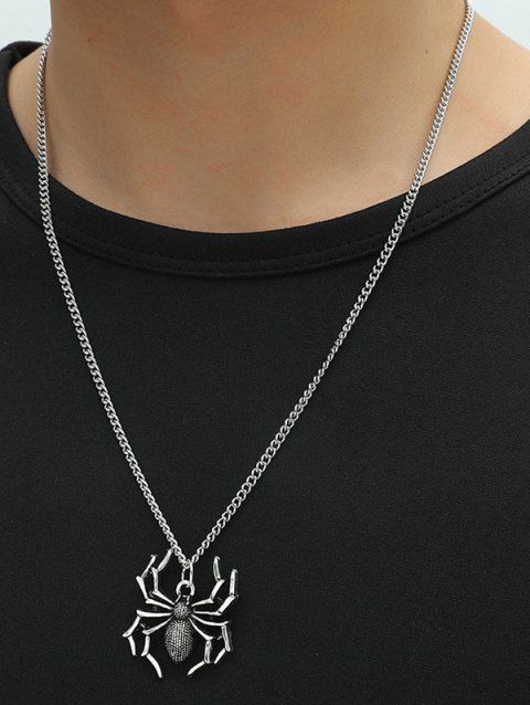 Collier en Chaîne D'Halloween Pendentif Araignée en Acier Inoxydable Style Gothique