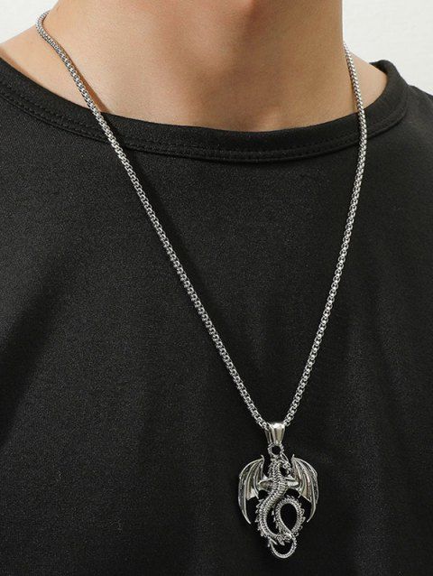 Stainless Steel Western Dragon Vintage Pendant Necklace