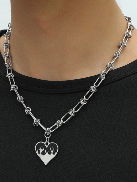 Heart Fire Knot Chain Charm Necklace