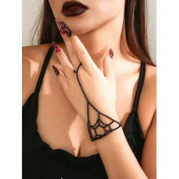 

Halloween Chain Linked Finger Mittens Bracelet, Black