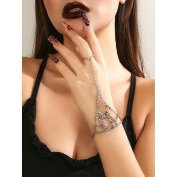 

Halloween Chain Linked Finger Mittens Bracelet, Silver