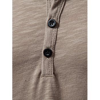 Half Button Henley Neck T Shirt Plain Color Long Sleeve Casual Tee