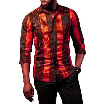 

Allover Print Vintage Shirt Button Up Turn Down Collar Shirt, Multicolor