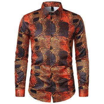 

Snake Allover Print Vintage Shirt Button Up Long Sleeve Casual Shirt, Multicolor