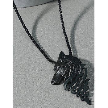 

Wolf Head Hiphop Pendant Charm Necklace, Black