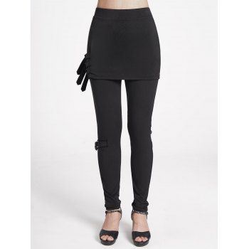Skirted Pants Plain Color Skinny Casual Pants 