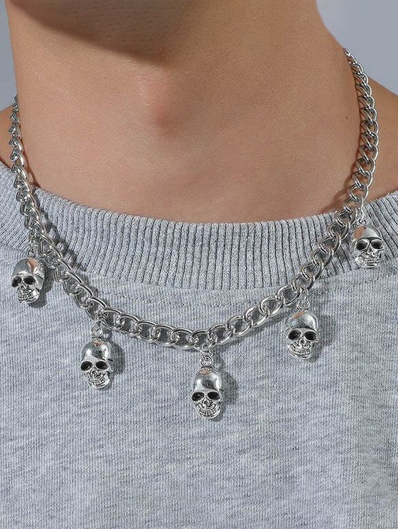 Collier Chaîne D'Halloween Gothique Crâne en Alliage - Argent 1PC