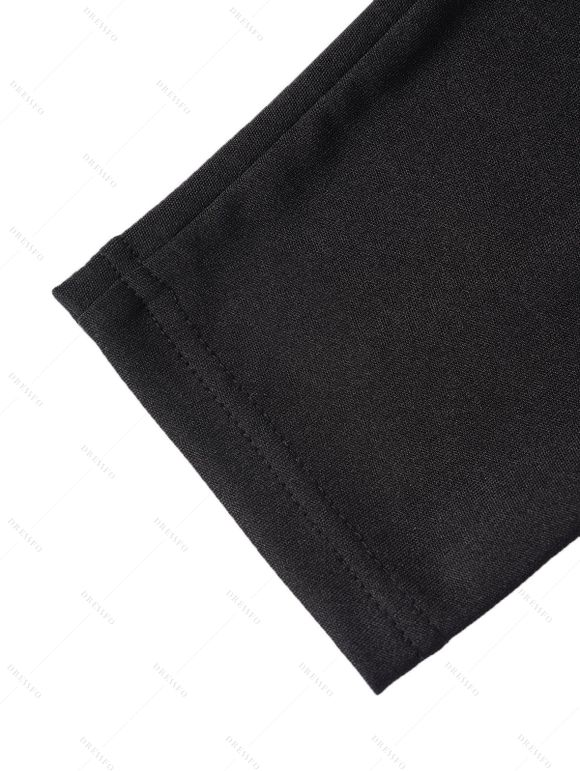 Leggings skinny punk à lacets et boucle à œillets, taille élastique - Noir XXXL