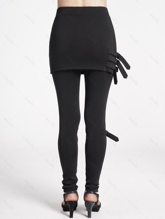 Pantalon Décontracté Moulant Simple en Couleur Unie - Noir S