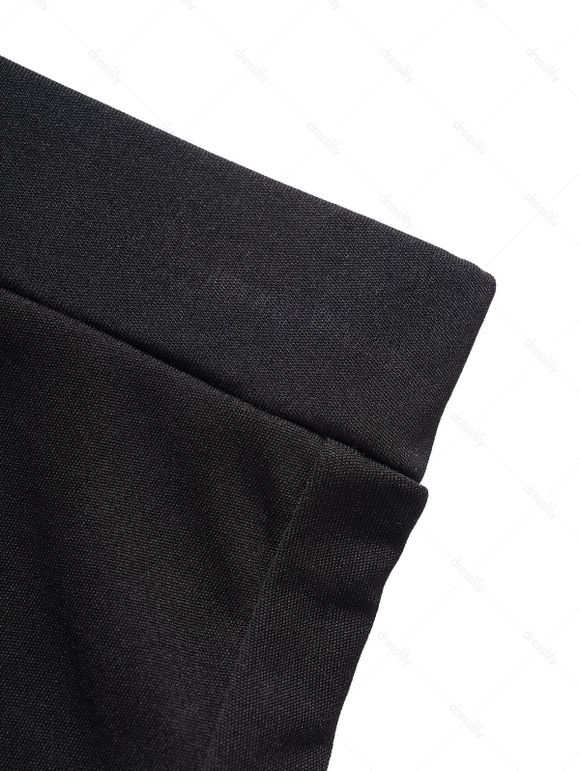 Pantalon Décontracté Moulant Simple en Couleur Unie - Noir S