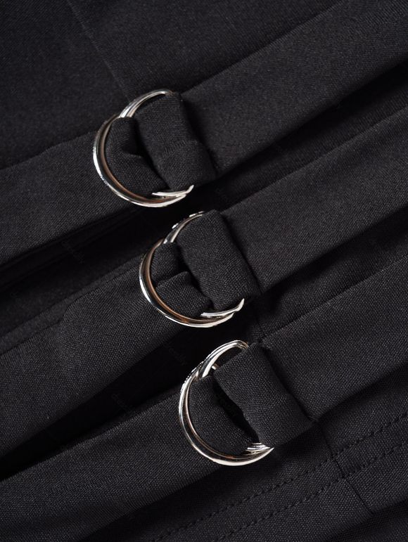 Pantalon Décontracté Moulant Simple en Couleur Unie - Noir S