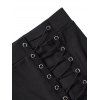 Pantalon skinny punk à lacets et boucle à œillets, taille élastique - Noir XXL