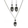 Halloween Gothic Vintage Spider Chain Pendant Necklace and Earrings Set - SILVER 