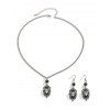 Halloween Gothic Vintage Spider Chain Pendant Necklace and Earrings Set - SILVER 