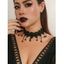 Collier Ras de Cou en Dentelle Motif Perles Noire et Pompons Style Gothique - Noir 