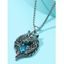 Collier Pendant Vintage Tête de Loup en Faux Diamant - Argent 1PC