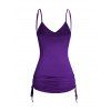 Cinched Ruched Camisole Plain Color Sleeveless Adjustable Strap Cami Top - PURPLE XL