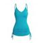 Camisole Ruché à Bretelle Ajustable en Couleur Unie sans Manches - Bleu clair 2XL