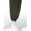 Pantalon Sarouel Décontracté Simple en Couleur Unie avec Poche Latérale à Cordon - Vert profond L
