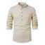 Chemise Décontractée Col Montant à Demi-Bouton de Couleur Unie Manches Longues - café lumière XXL