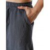 Pantalon Décontracté Simple en Coton avec Poche à Cordon - Gris XL