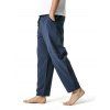 Pantalon Décontracté Simple en Coton avec Poche à Cordon - Bleu profond XL